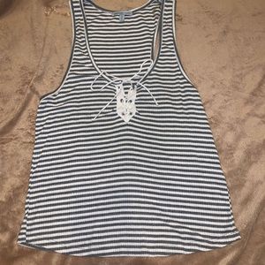 Striped Lace up Tank Top Charlotte Russe M